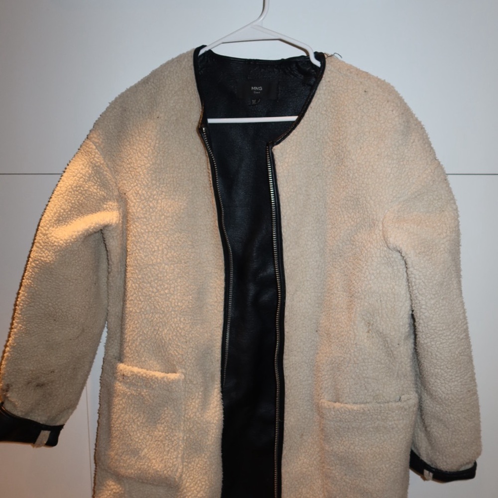 Mango Cream and Black Womens Jacket